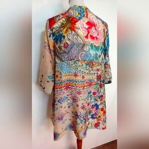 JOHNNY WAS FLORAL RAYON BLOUSE